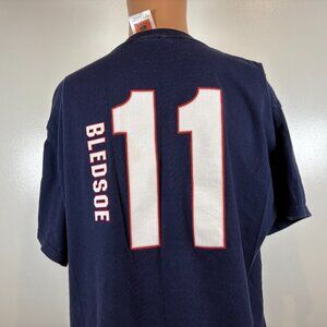 Vintage Drew Bledsoe Jersey T Shirt Mens Size L Buffalo Bills NFL Football Blue